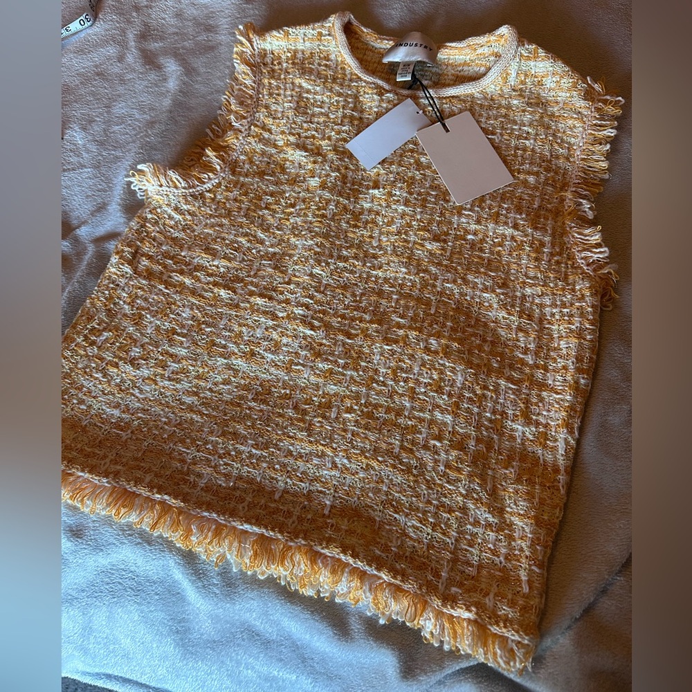BNWT Industry Tweed Fringe Sleeveless Blouse